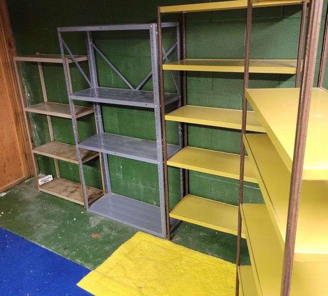 4 Metal Shelving Units Sherwood Auctions tribesigns-8-tier-staggered-wood-bookshelf-industrial-tall-storage