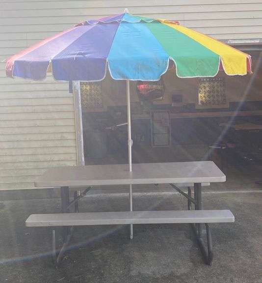 Lifetime 6’ Picnic Table w/ Umbrella Sherwood Auctions