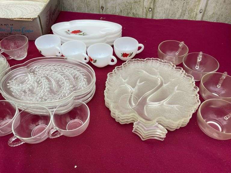 Orchard Crystal Hostess Set, 2 Crystal Hospitality Snack Sets, Vintage Design ServaSnack Set