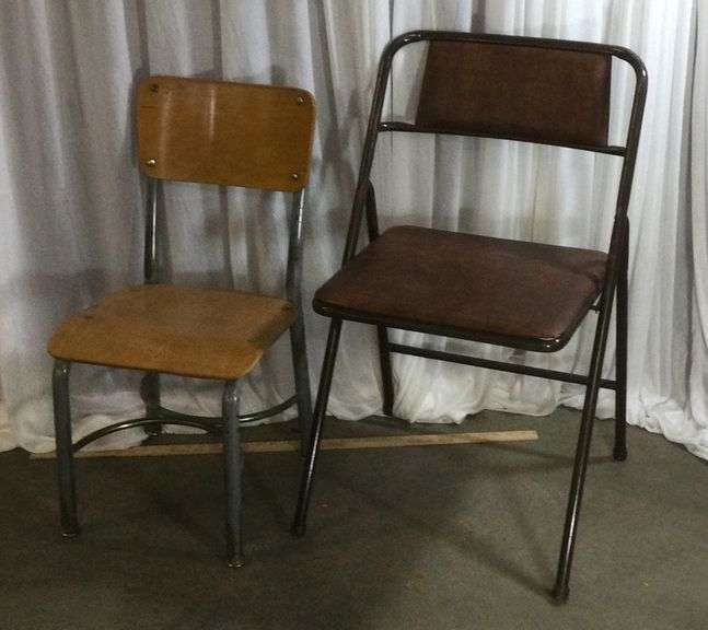 Retro Fold Up Chair and Retro School Chair Sherwood Auctions
