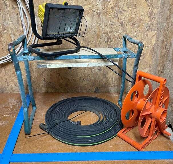 Bench, Water Hose, Work Light & Extension Cord Reel Sherwood Auctions