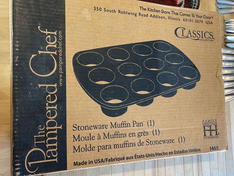 48 piece Silverware Set, New Pampered Chef Stoneware Muffin Pan & more