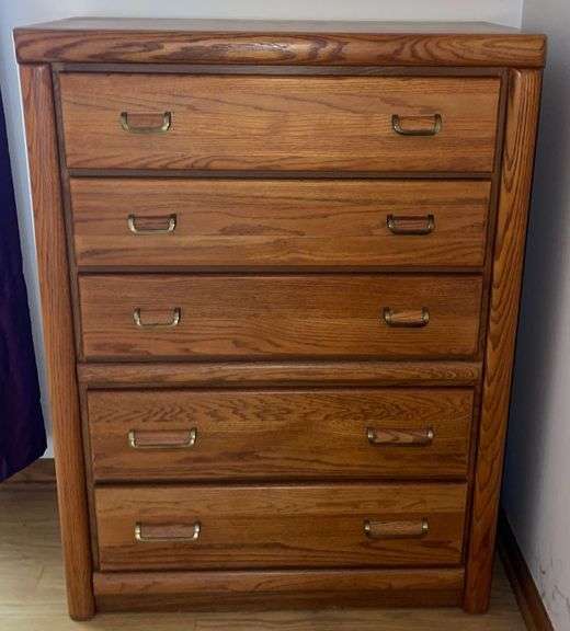 Broyhill Solid Oak Tall Dresser Sherwood Auctions