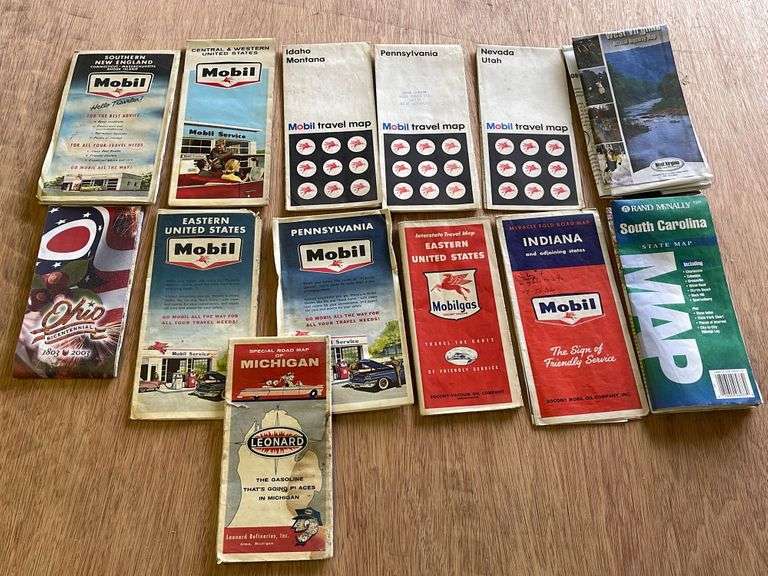 Leonard Refineries Michigan Map & 12 Older Maps Sherwood Auctions