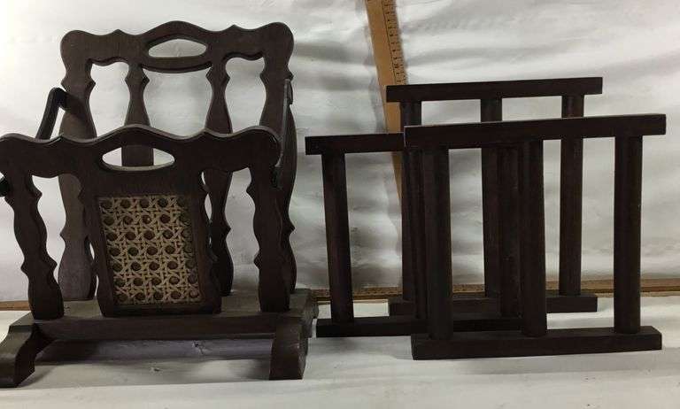 Magazine Rack and Three Rung Hanging Racks - Sherwood Auctions