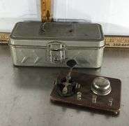 Vintage Morse Code Machine and Metal Container - Sherwood Auctions