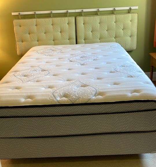 Unique Cushioned Headboard, Hanging Hardware, Queen Bed Frame & King