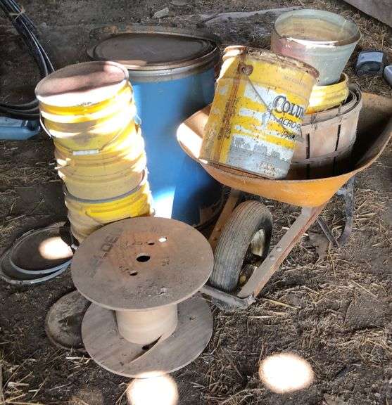 Wheelbarrow & Buckets with Lockable Lids Sherwood Auctions