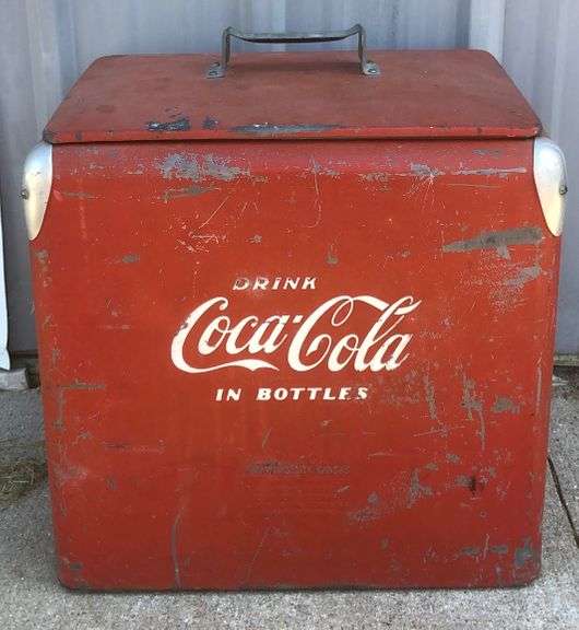 Vintage Metal CocaCola Cooler made by Progress Refrigerator Co. with