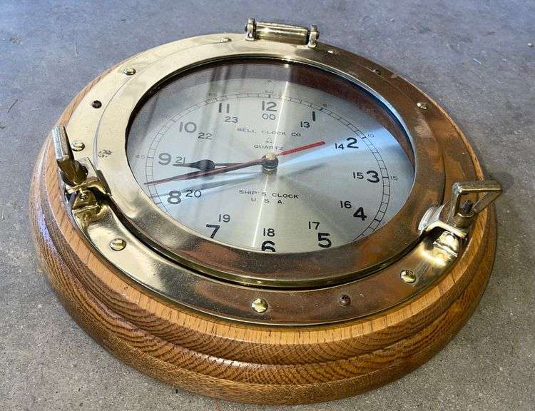 Bell Clock Co. Quartz “Ship’s Clock USA”, 13” round Sherwood Auctions
