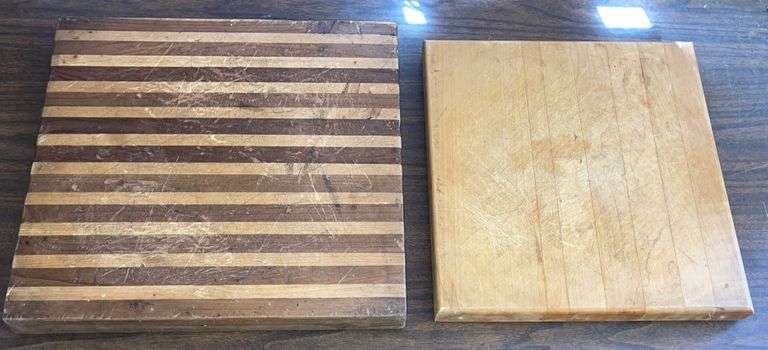 Two Wooden Butcher Block Cutting Boards - Sherwood Auctions