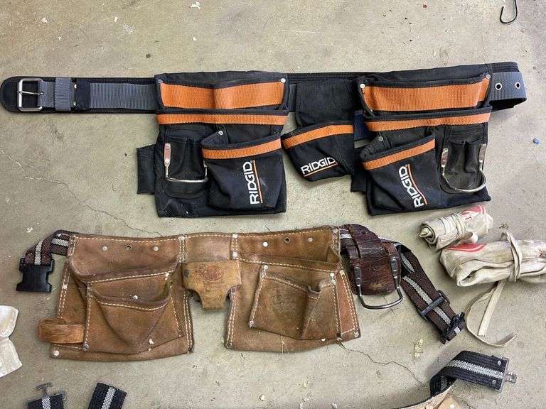 Ridgid Tool Belt, 2 Leather Tool Belts, Shop Towels, Shammies