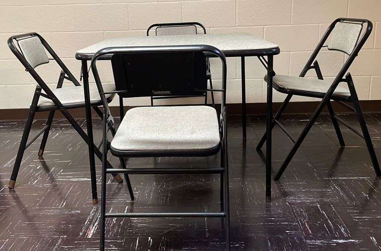 Samsonite Padded Card Table W/ 4 Matching Chairs Sherwood Auctions