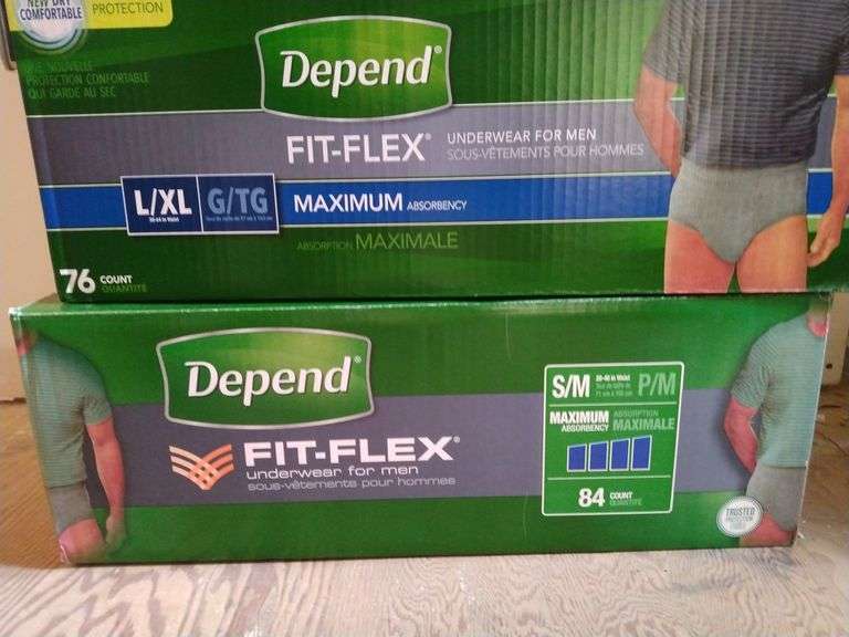 5 Boxes of Depends & Attends Underwear for Men Sherwood Auctions