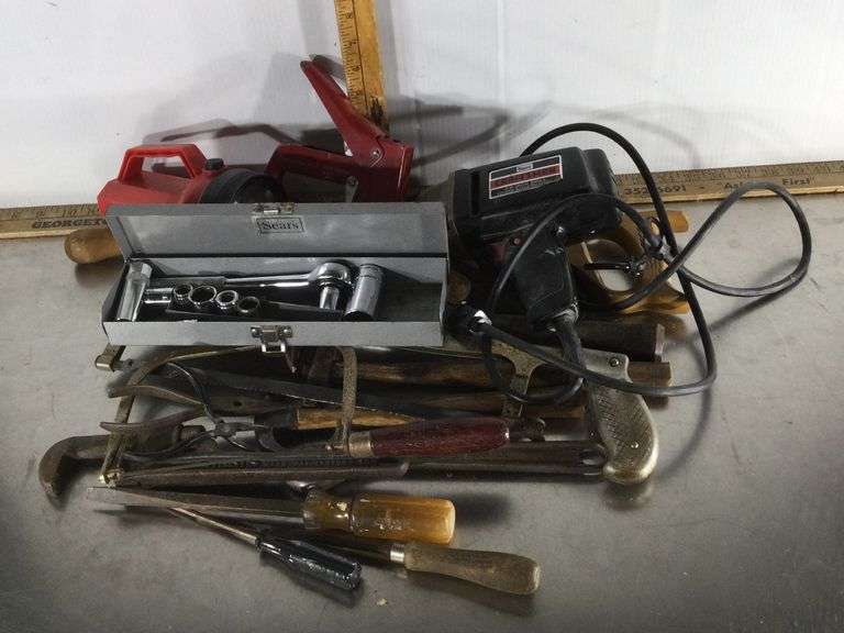 Craftsman Drill ( has power),Screwdrivers, Hammers, Wrenches, Saws