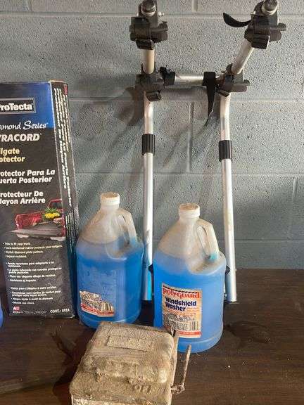 Windshield Washer Fluid, Tailgate Protector, 2 Breaker Boxs Crowbar, and 2 Bike Racks