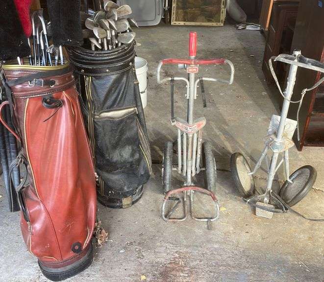 Golf Bag Buggies, Golf Bags w/ Clubs Sherwood Auctions