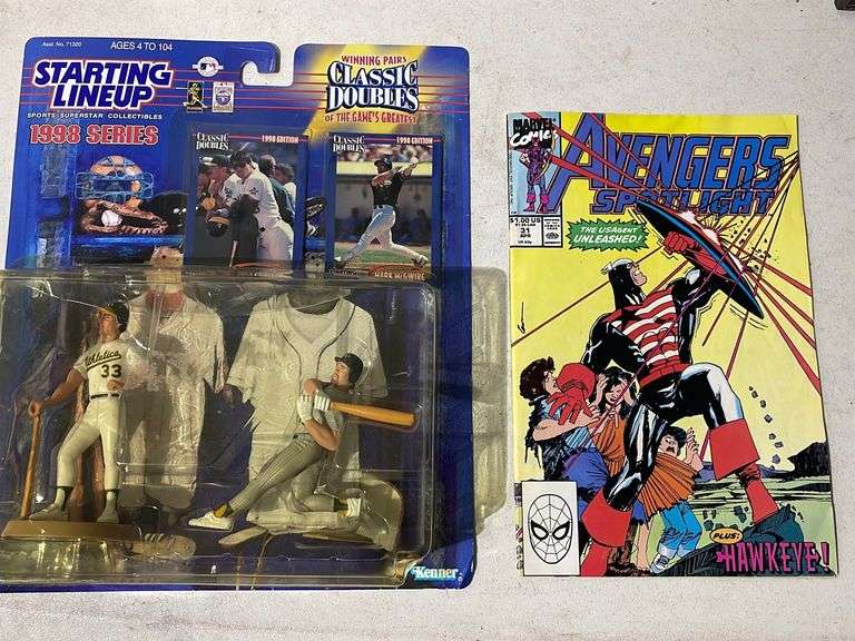 Marvel Comics 1990 Avengers Spotlight + Hawkeye & 1998 Starting Lineup