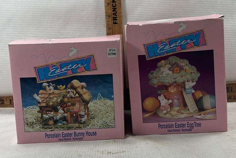 Two Porcelain Light Up Easter Decorations Sherwood Auctions