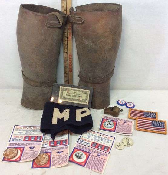 Vintage Military MP Arm Band, Solid Brass Military Whistle, Leather