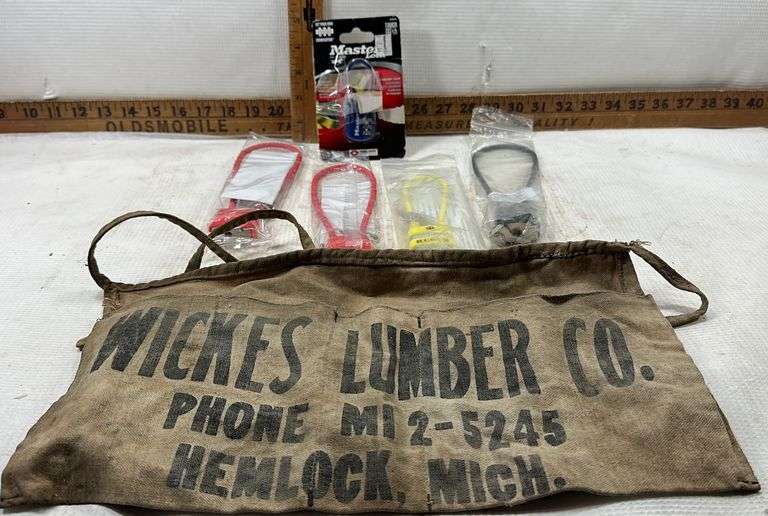 Combination Lock , 4 Key Locks & Wickes Lumber CO. Hemlock MI Apron