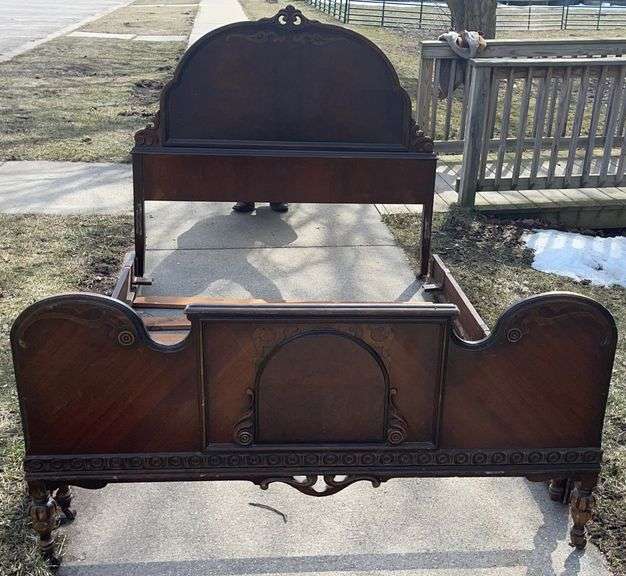 Randolph Furniture Works Co. Antique Walnut Full Size Bed Sherwood