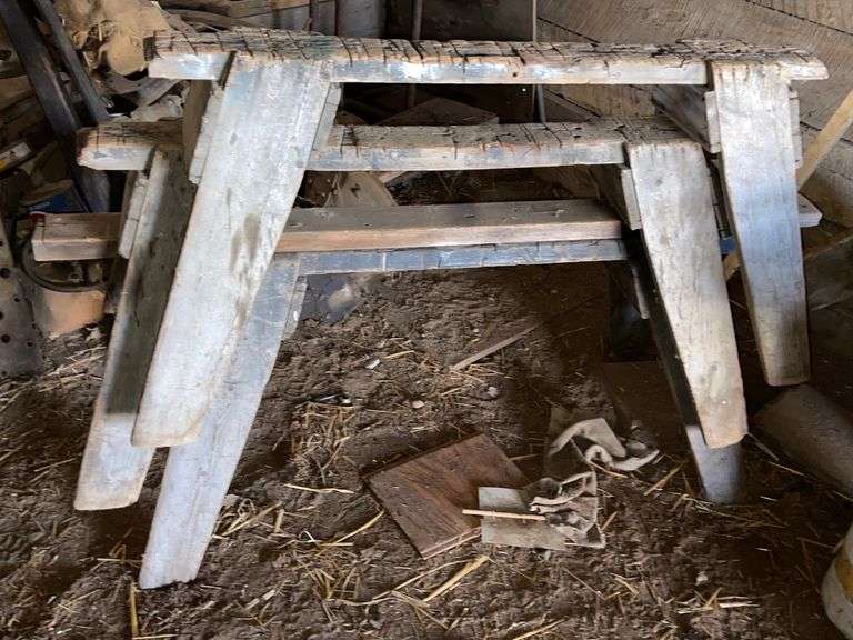 Three Wood Sawhorses Sherwood Auctions