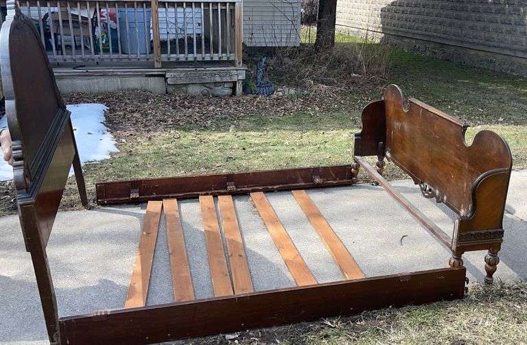 Randolph Furniture Works Co. Antique Walnut Full Size Bed Sherwood