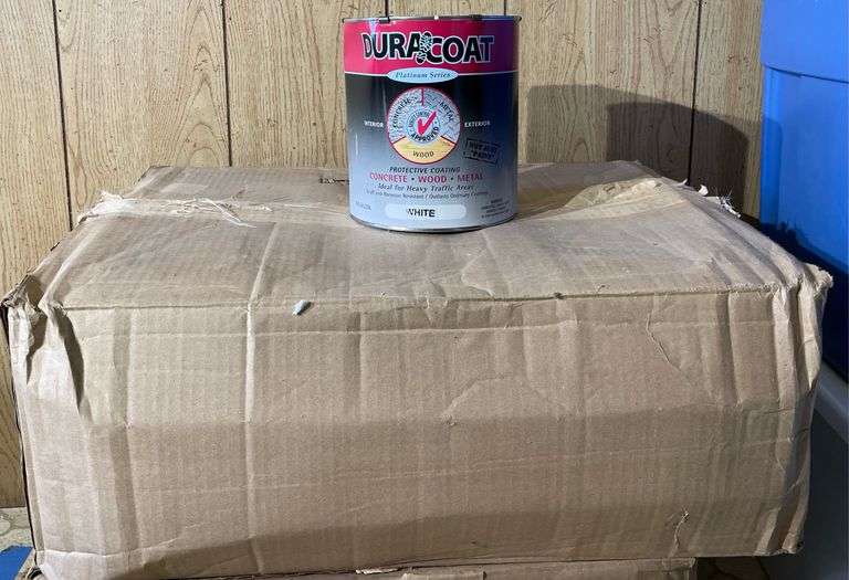 Box of 1gal. Cans of White DuraCoat Indoor/Outdoor Paint, 6 Cans