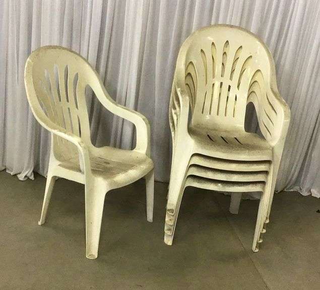 (5) Matching Plastic Patio Chairs Sherwood Auctions