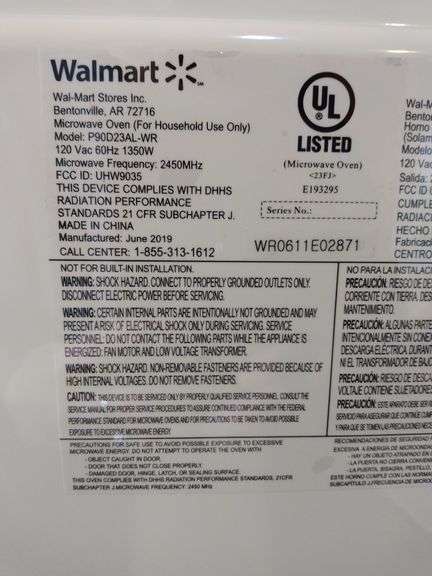 Hamilton Beach 1350 Watt Microwave 11" H, 19" L, 15" D - Sherwood Auctions