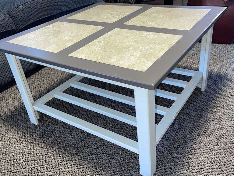 Square Coffee Table w/ Tiled Top 18” tall & 31”x31” Sherwood Auctions