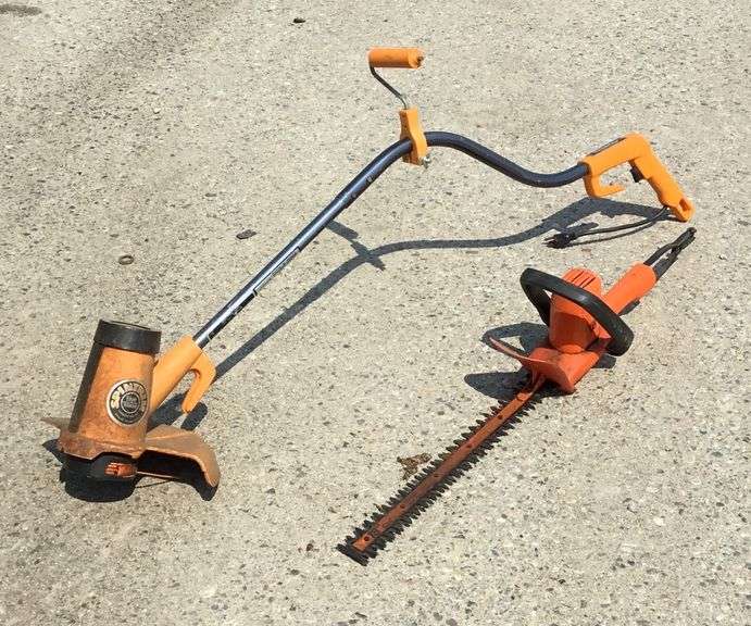 Spin Trim Weeder and 18” Black & Decker Hedge Trimmer Sherwood Auctions