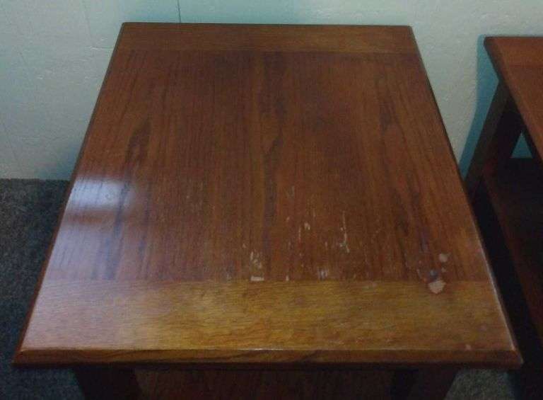 Wood Matching End Tables w/ Drawer Storage (23" H, 26" L, 24" D