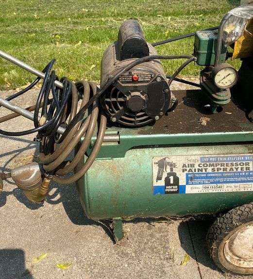 Sears 100 PSI Twin Cylinder Utility Air Compressor, Pumps Up, Tank Has