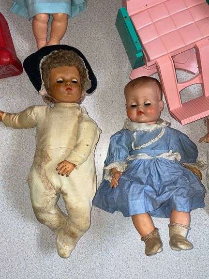 Vintage Dolls Plastic Spindle Doll Washing Machine And More 