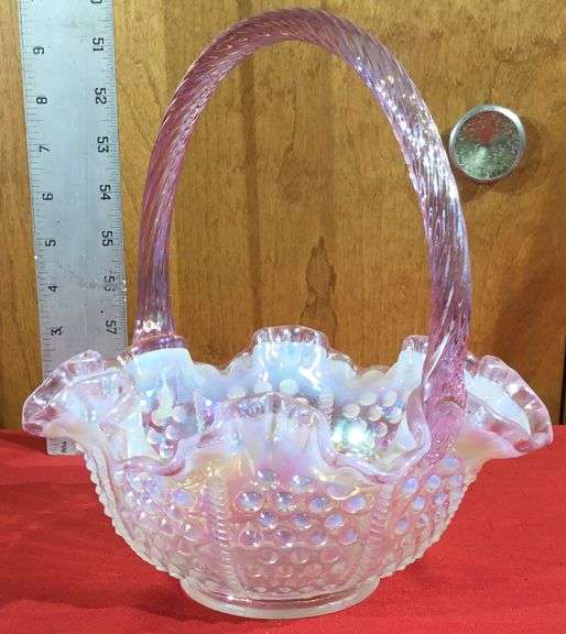 Vintage Fenton Pink Crested Hobnail Opalescent French Opal Carnival ...