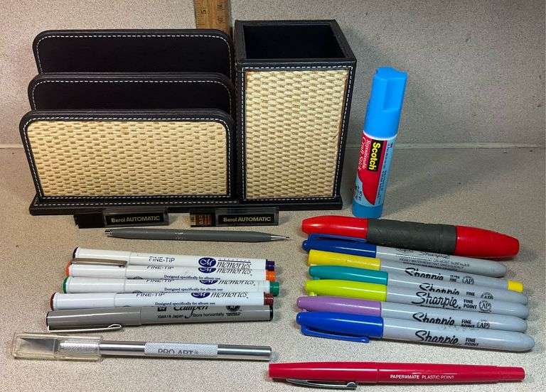 Desk Organizer, Cross Pencil, Sharpies, Craft Glue Stick & More (all