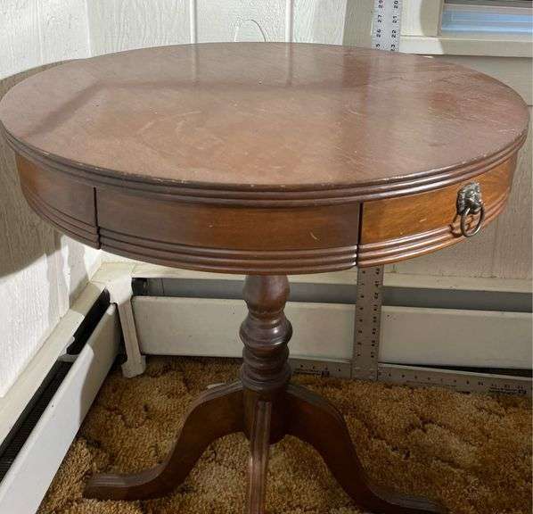 Mahogany Drum Table w/ Drawer Sherwood Auctions