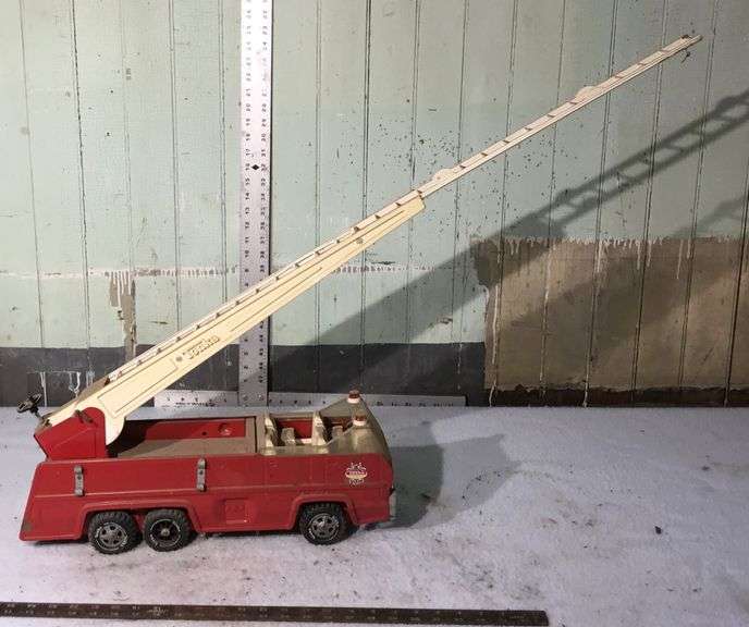 Camion De Pompiers Tonka Ancien - 20 Cm, Métal, Vintage, Occasion Avec Emballage D'origine