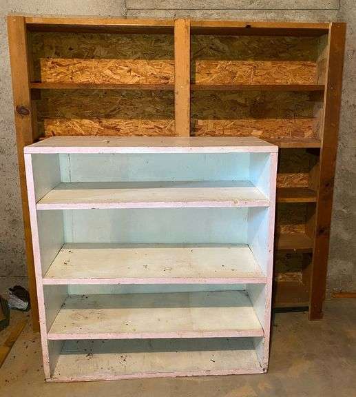 White Wood Shelf 32” x 30” x 11.5” and Natural Wood Shelf 48” x 48” x 8