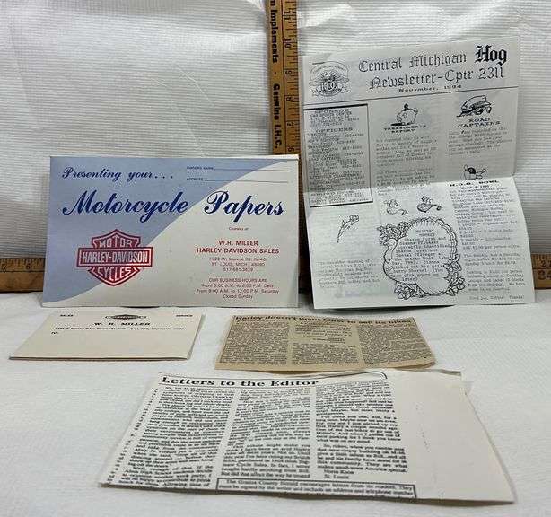 Motorcycle Papers Courtesy Of W.R.Miller Harley Davidson Sales