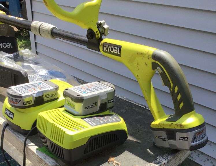 Ryobi 18V Lithium Weed WackerChainsaw2 Chargers and Extra Battery