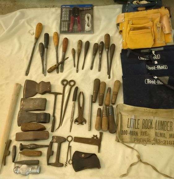 Nail Aprons, Axe Heads, Hammer Heads + Vintage Tools Sherwood Auctions