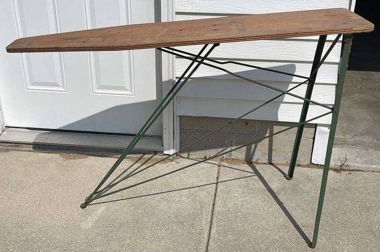 Wooden Antique Ironing Board w/ Metal Legs Sherwood Auctions