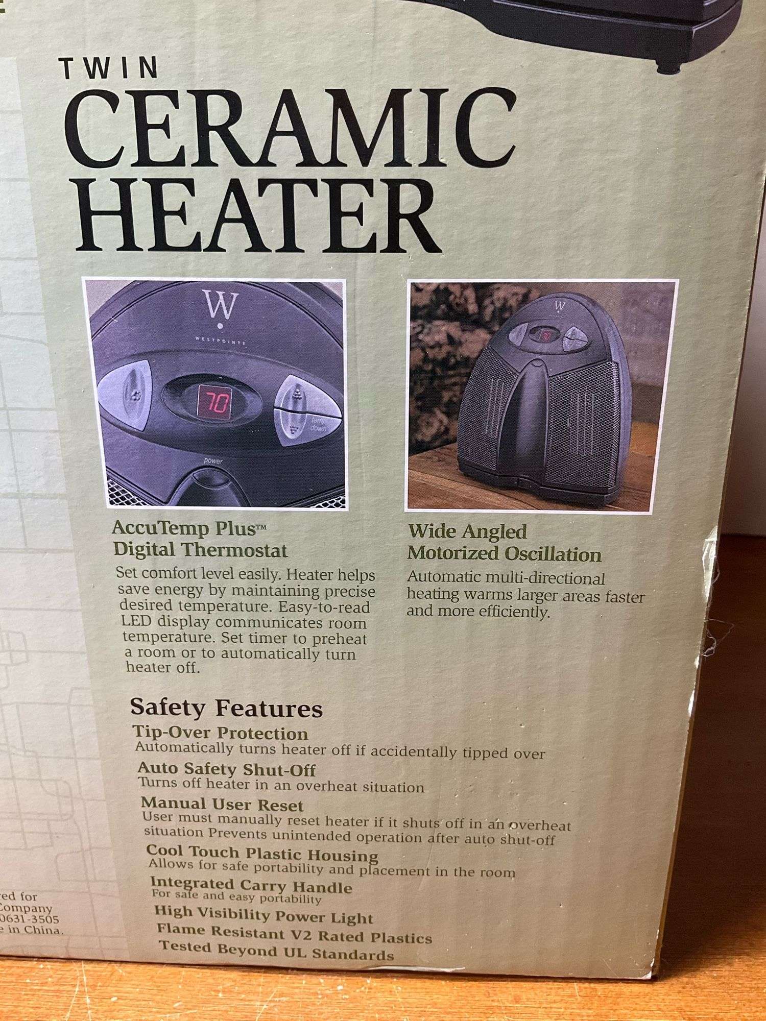 WestPointe Twin Ceramic Space Heater Accutemp Plus Digital Thermostat  (Tested Works) - Sherwood Auctions