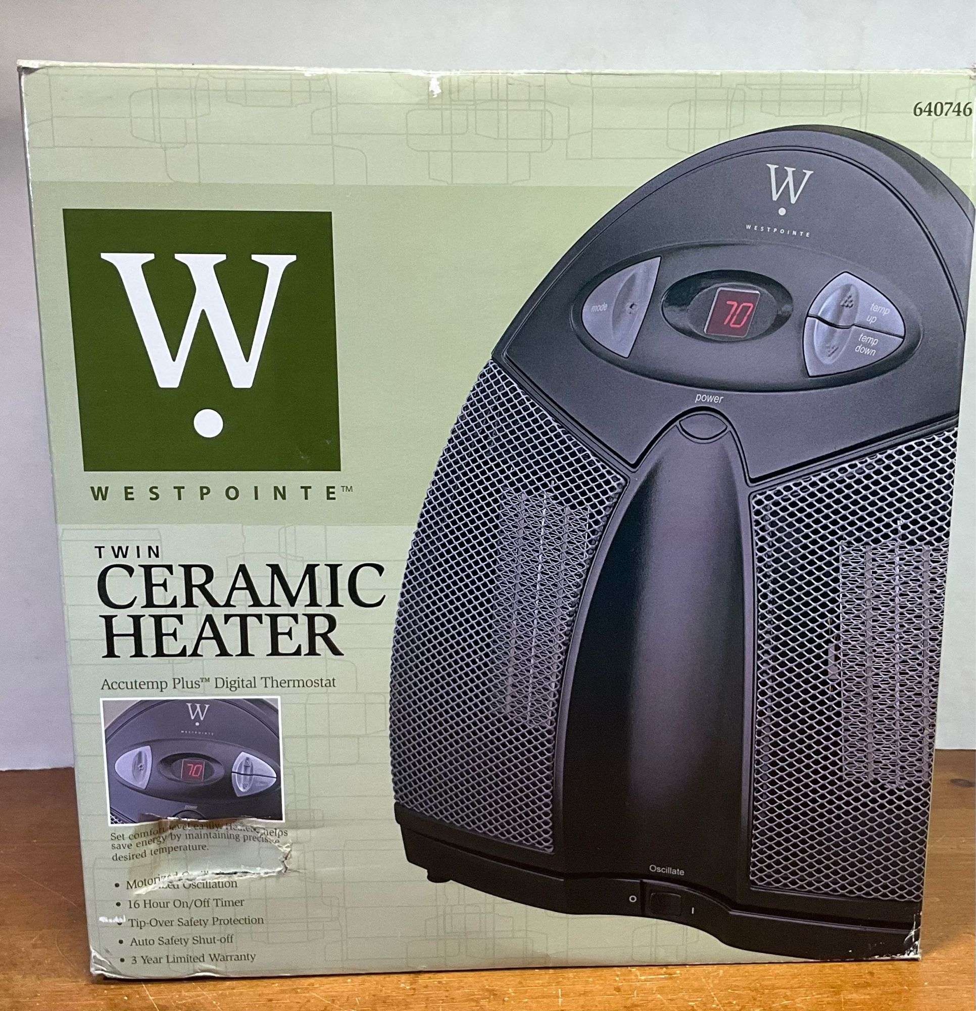 WestPointe Twin Ceramic Space Heater Accutemp Plus Digital Thermostat  (Tested Works) - Sherwood Auctions