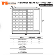 TMG Industrial 85" 35 Drawer Tool Storage Chest-Unused
