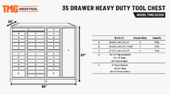 TMG Industrial 85" 35 Drawer Tool Storage Chest-Unused