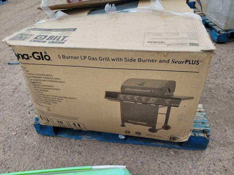 DynoGlo 5 Burner LP Gas Grill With Side Burner and Sear Plus Sierra